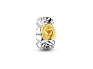 Rodowany pozłacany srebrny charms do pandora róża miłości rose srebro 925