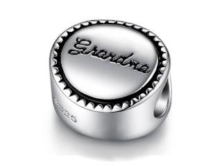 Rodowany srebrny charms do pandora babcia babunia grandma srebro 925