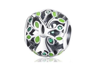 Rodowany srebrny charms do pandora drzewo życia tree of life cyrkonie srebro 925