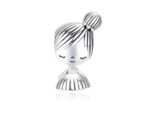 Rodowany srebrny charms do pandora dziewczynka w sukience girl srebro 925