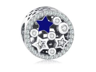 Rodowany srebrny charms do pandora gwieździste niebo gwiazdy stars cyrkonie srebro 925