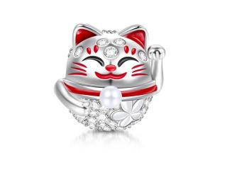 Rodowany srebrny charms do pandora japoński kot maneki neko cat srebro 925