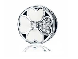 Rodowany srebrny charms do pandora kwiaty flowers cyrkonie srebro 925