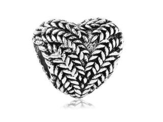 Rodowany srebrny charms do pandora serce serduszko kłosy heart srebro 925