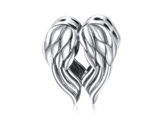 Rodowany srebrny charms do pandora serce skrzydła anioła angel wings srebro 925