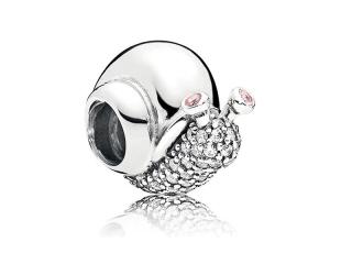 Rodowany srebrny charms do pandora ślimak snail cyrkonie srebro 925