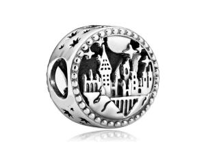 Rodowany srebrny charms do pandora szkoła magii czarodziejski zamek castle srebro 925