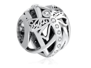 Rodowany srebrny charms do pandora ważka dragonfly cyrkonie srebro 925