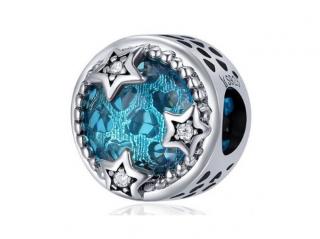 Rodowany srebrny charms pandora gwiazdy gwiazdki stars niebo blue sky cyrkonie srebro 925