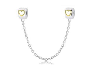 Rodowany srebrny podwójny wiszący charms do pandora chain serce serduszko heart srebro 925