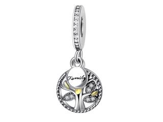 Rodowany srebrny wiszący charms do pandora drzewo życia tree of life family rodzina cyrkonie srebro 925