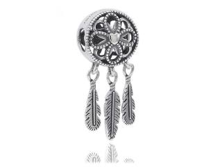 Rodowany srebrny wiszący charms do pandora łapacz snów dreamcatcher srebro 925