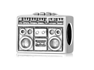 Rodowany srebrny wiszący charms do pandora radio magnetofon tape recorder srebro 925