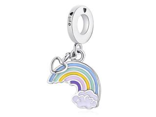 Rodowany srebrny wiszący charms do pandora tęcza rainbow srebro 925