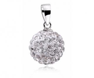 Wisiorek kulka białe kryształki Swarovski 10mm shamballa discoball srebro 925