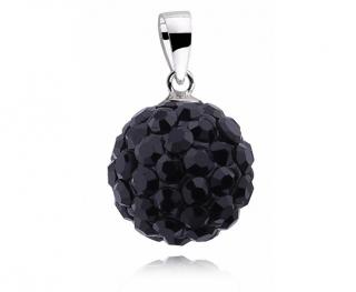 Wisiorek kulka czarne kryształki Swarovski 12mm shamballa discoball srebro 925