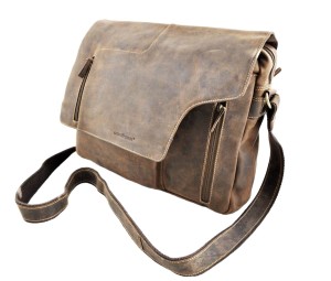 TORBA MIEJSKA NA RAMIĘ Z KLAPĄ FORMAT A4 SKÓRA VINTAGE GREENBURRY 1694B-25