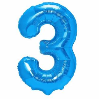 Balon foliowy CYFRA "3" niebieski 100 cm