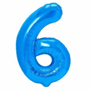 Balon foliowy CYFRA "6" niebieski 100 cm
