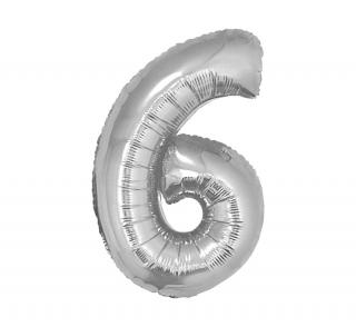 Balon foliowy CYFRA "6" srebrna 100 cm