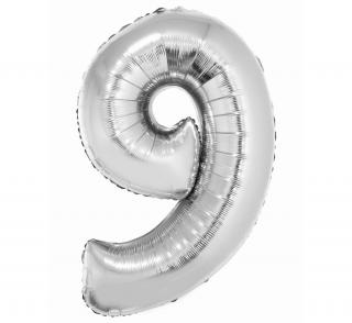 Balon foliowy CYFRA "9" srebrna 100 cm