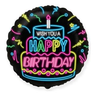 Balon foliowy Godan Happy Birthday neon
