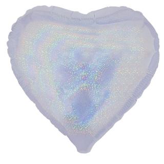 Balon foliowy serce holograficzne srebrne 18c