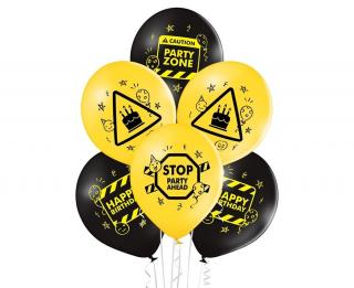 Balony 12"  "Birthday Zone" czarno-żółte