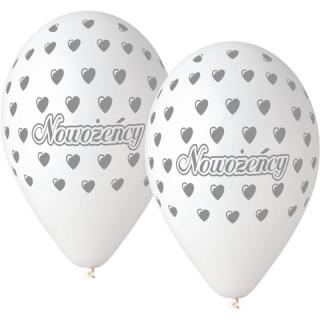 Balony Premium "Nowożeńcy" białe 12" 5 szt.