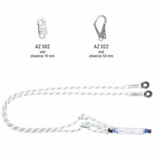 ABM/2LB100 - Amortyzator bezpieczeństwa z podwójną linką regulowaną i zatrzaśnikami AZ002, AZ022, AZ022