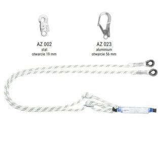 ABM/2LB100 - Amortyzator bezpieczeństwa z podwójną linką regulowaną i zatrzaśnikami AZ002, AZ023, AZ023