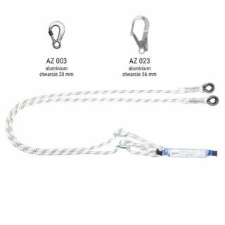 ABM/2LB100 - Amortyzator bezpieczeństwa z podwójną linką regulowaną i zatrzaśnikami AZ003, AZ023, AZ023