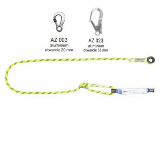 ABM/LB100HV - Amortyzator bezpieczeństwa z linką regulowaną, zatrzaśnikami AZ003, AZ023 - kolor jaskrawy pomarańczowy