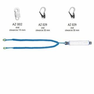 AW170/2LE111 - Amortyzator bezpieczeństwa z podwójną linką elastyczną i zatrzaśnikami AZ002, AZ029, AZ029 - kolor czarny