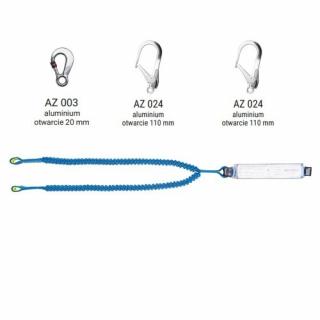 AW170/2LE111 - Amortyzator bezpieczeństwa z podwójną linką elastyczną i zatrzaśnikami AZ003, AZ024, AZ024 - kolor czarny