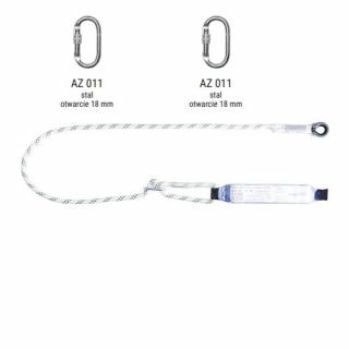 AW170/LB100 - Amortyzator bezpieczeństwa z linką regulowaną i zatrzaśnikami AZ011, AZ011