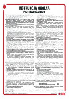 Instrukcja ogólna przeciwpożarowa  24,5 cm x 35 cm PCV