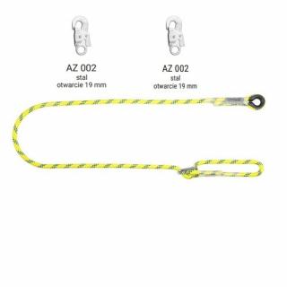LB 100 HV - Linka bezpieczeństwa HV regulowana z zatrzaśnikami AZ002, AZ002, kolor jaskrawy żółto-zielony wysokowidzialny - dł. 1.9 m