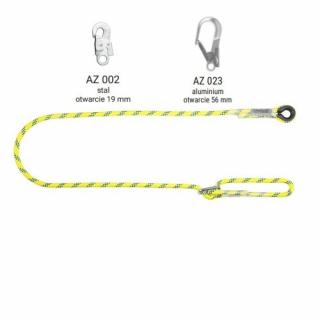 LB 100 HV - Linka bezpieczeństwa HV regulowana z zatrzaśnikami AZ002, AZ023, kolor jaskrawy żółto-zielony wysokowidzialny - dł. 1.6 m