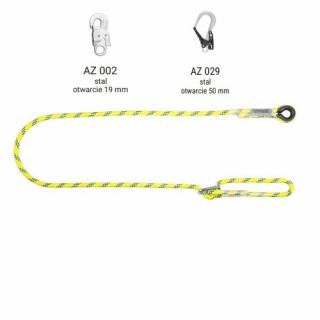 LB 100 HV - Linka bezpieczeństwa HV regulowana z zatrzaśnikami AZ002, AZ029, kolor jaskrawy żółto-zielony wysokowidzialny - dł. 1.4 m
