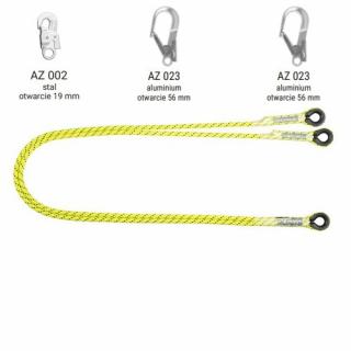 LB 102 HV - Podwójna linka bezpieczeństwa HV z zatrzaśnikami AZ002, AZ023, AZ023, kolor jaskrawy pomarańczowy wysokowidzialny - dł. 1.4 m