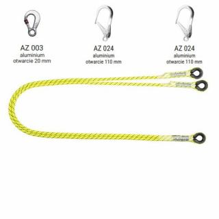 LB 102 HV - Podwójna linka bezpieczeństwa HV z zatrzaśnikami AZ003, AZ024, AZ024, kolor jaskrawy żółto-zielony wysokowidzialny - dł. 2 m