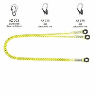 LB 102 HV - Podwójna linka bezpieczeństwa HV z zatrzaśnikami AZ003, AZ029, AZ029, kolor jaskrawy żółto-zielony wysokowidzialny - dł. 1.6 m