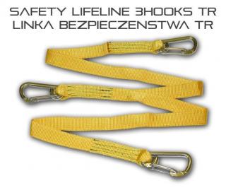 LIFELINE - Linka asekuracyjna do szelek bezpieczeństwa z 3 karabińczykami TR