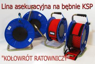 Lina asekuracyjna na bębnie KSP 80x10 "KOŁOWRÓT RATOWNICZY"