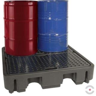 Paleta (wanna) wychwytowa Jonesco, polietylenowa, 250 l, 4 beczki, czarny