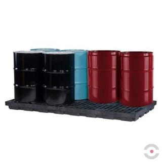Paleta (wanna) wychwytowa, polietylenowa LOW, Eco 100%, platforma robocza, 8 beczek, czarny, EU