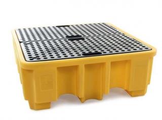 Paleta (wanna) wychwytowa Jonesco, polietylenowa, 485 l, 4 beczki, żółty