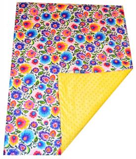 kocyk MINKY 100x75cm ŁOWICZ yellow ocieplany zima-lato