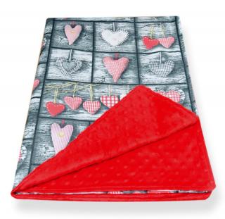 kocyk minky czerwony shabby chic 100x75cm